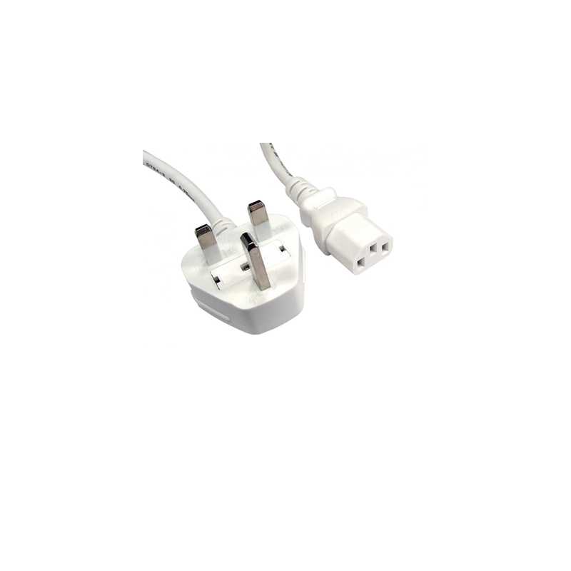 UK Mains to IEC C13 Kettle 1.8m White OEM Power Cable