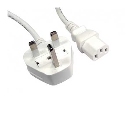 UK Mains to IEC C13 Kettle 1.8m White OEM Power Cable