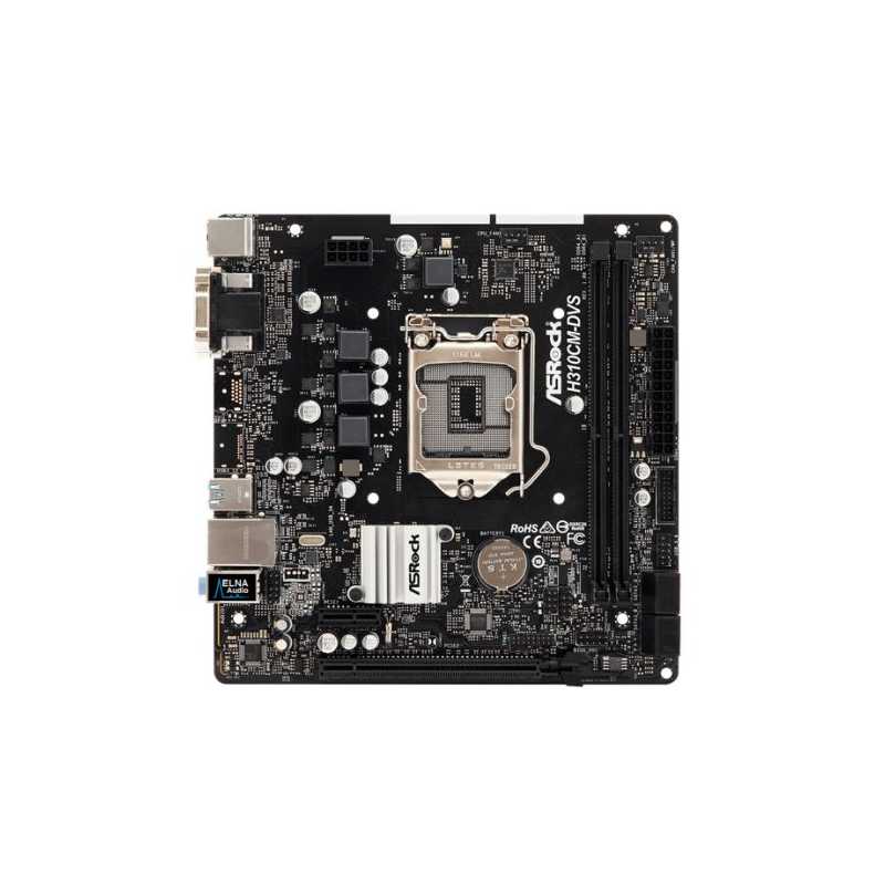 Asrock H310CM-DVS, Intel H310, 1151, Micro ATX, DDR4, VGA, DVI