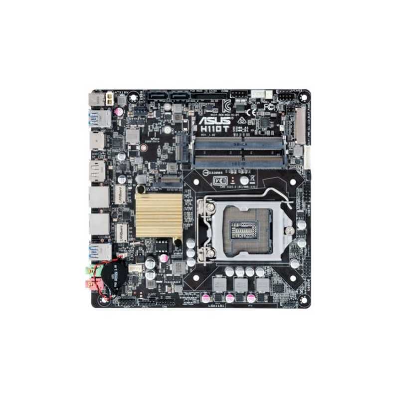 Asus H110T, Intel H110, 1151, Thin Mini ITX, DDR4 SODIMM, Dual GB LAN, M.2, DC Jack, M.2