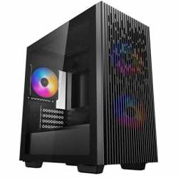 DeepCool MATREXX 40 3FS Micro Tower 1 x USB 3.0 / 1 x USB 2.0 Tempered Glass Side Window Panel Black Case with Tri-Colour LED Fa