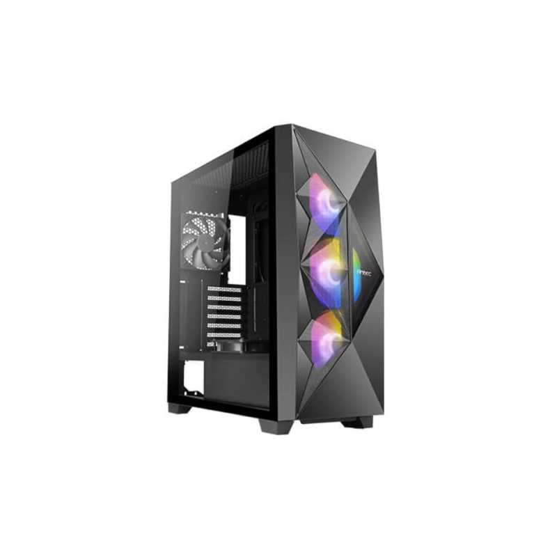 Antec DF800 FLUX Gaming Case w/ Glass Window, ATX, 5 x Fans (3 Front ARGB), Geometrical Mesh & Mirror Front, LED Control Button