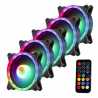 Jedel 12cm RGB Low Noise Case Fans x5, Fan Speed Control, Fan Hub & RGB Remote Control included