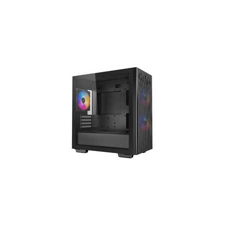 DeepCool MATREXX 40 3FS Micro Tower 1 x USB 3.0 / 1 x USB 2.0 Tempered Glass Side Window Panel Black Case with Tri-Colour LED Fa