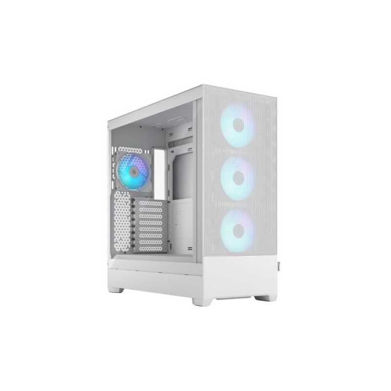 Fractal Design Pop XL Air RGB (White TG) Gaming Case w/ Clear Glass Window, E-ATX, Hexagonal Mesh Front, 4 RGB Fans & RGB Contro