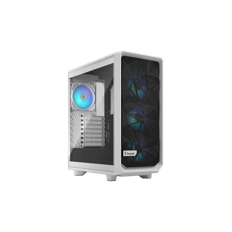 Fractal Design Meshify 2 Compact RGB (WhiteTG) Gaming Case w/ Clear Glass Window, ATX, Angular Mesh Front, 4 RGB Fans, RGB Contr