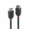 LINDY 36492 Black Line DisplayPort Cable, DisplayPort 1.2 (M) to DisplayPort 1.2 (M), 2m, Black & Red, Supports UHD Resolutions 