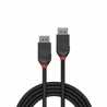 LINDY 36492 Black Line DisplayPort Cable, DisplayPort 1.2 (M) to DisplayPort 1.2 (M), 2m, Black & Red, Supports UHD Resolutions 