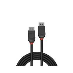 LINDY 36492 Black Line DisplayPort Cable, DisplayPort 1.2 (M) to DisplayPort 1.2 (M), 2m, Black & Red, Supports UHD Resolutions 