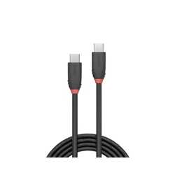 LINDY 36906 Black Line USB Cable, USB 3.2 Type-C (M) to USB 3.2 Type-C (M), 1m, Black & Red, SuperSpeed USB Supports Data Transf