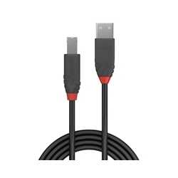 LINDY 36672 Anthra Line USB Cable, USB 2.0 Type-A (M) to USB 2.0 Type-B (M), 1m, Black & Red, Supports Data Transfer Speeds up t