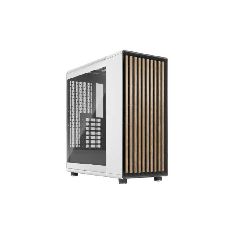 Fractal Design North Chalk White (TG Clear) Case w/ Clear Glass Window, ATX, 2 Fans, USB-C, Oak Front