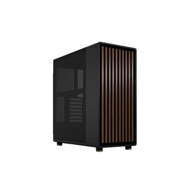 Fractal Design North Charcoal Black (Black Solid) Case, ATX, Fine Mesh Side, 2 Fans, USB-C, Walnut Front