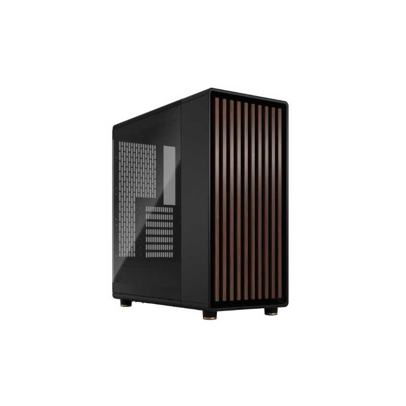 Fractal Design North Charcoal Black (TG Dark) Case w/ Dark Tint Glass Window, ATX, 2 Fans, USB-C, Walnut Front