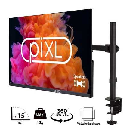 piXL PXD24VH 24 Inch Frameless Monitor with Speakers and 1 x half price piXL Single Monitor Arm Bundle