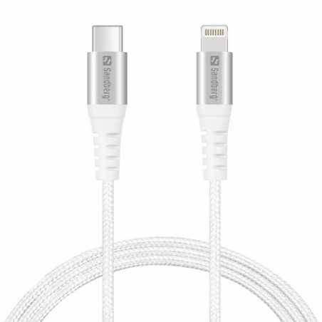 Sandberg USB-C PD to Lightning Cable, Braided, 1 Meter, White