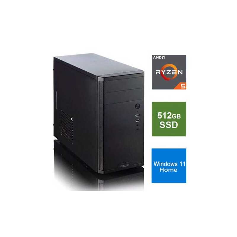 Spire MATX Tower PC, Fractal Core 1100 Case, Ryzen 5 5600G, 8GB 3200MHz, 512GB SSD, Bequiet 450W, No Optical, KB & Mouse, Window