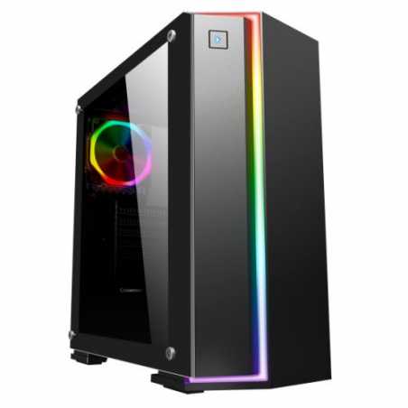 GameMax Starlight ARGB Gaming Case w/ Glass Window, ATX, Rainbow Strip Front, ARGB Rear Fan, ARGB PWM Hub, IR Remote Control, Bl