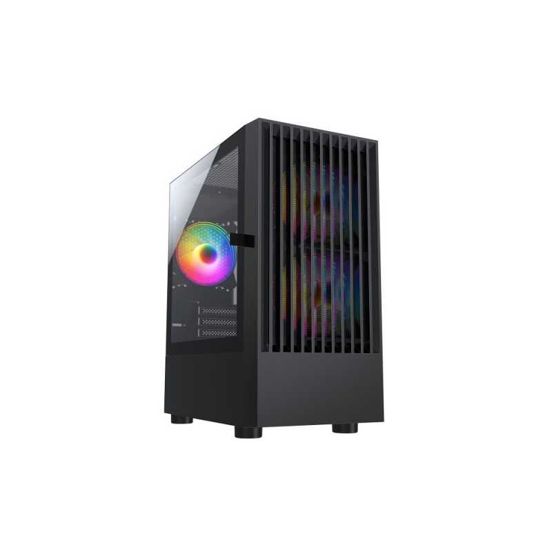 Spire Slammer Gaming Case w/ Glass Window, Micro ATX, Mesh Front, 3 ARGB Fans, LED Control Button, 240mm Radiator Support