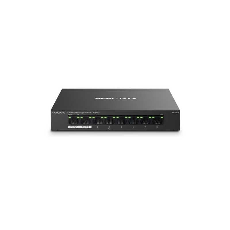 Mercusys (MS108GP) 8-Port Gigabit Desktop Switch with 7-Port PoE+, Steel Case