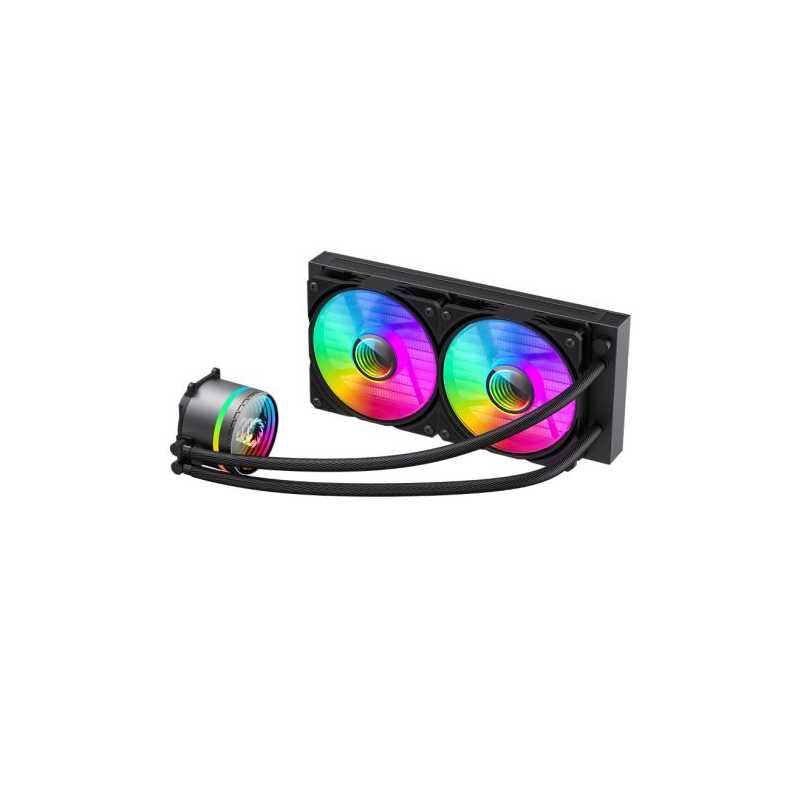 GameMax Iceburg 240mm ARGB Liquid CPU Cooler, 12cm ARGB PWM Fans, Infinity Mirror RGB Rotatable Pump Head