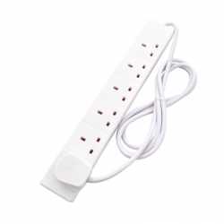 6 Gang White Power Extension 2m Cable