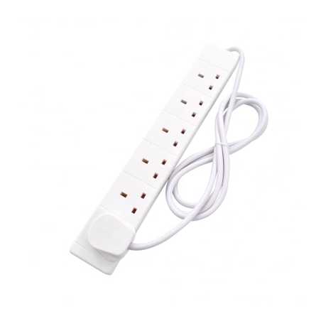 6 Gang White Power Extension 2m Cable