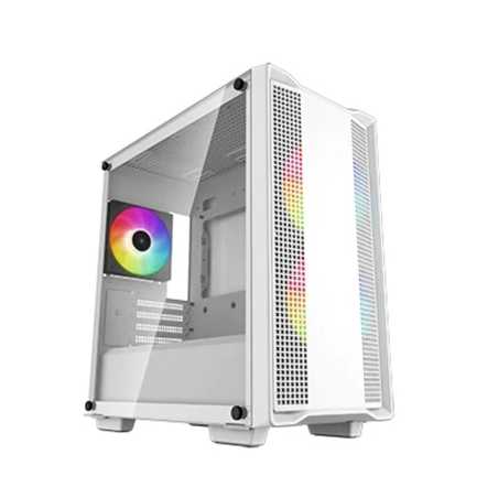 DeepCool CC360 WH ARGB Micro ATX Case, with Tempered Glass Side Window Panel, 1 x USB 3.0 / 1 x USB 2.0, 4 x Expansion Slots wit