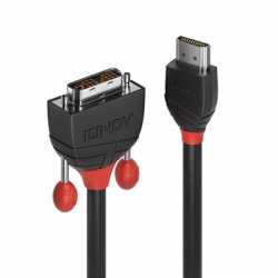 LINDY 36272, 2m HDMI to DVI Cable, Black Line, Supports DVI resolutions up to 1920x1200@60Hz and HDTV resolutions up to 1080p, T