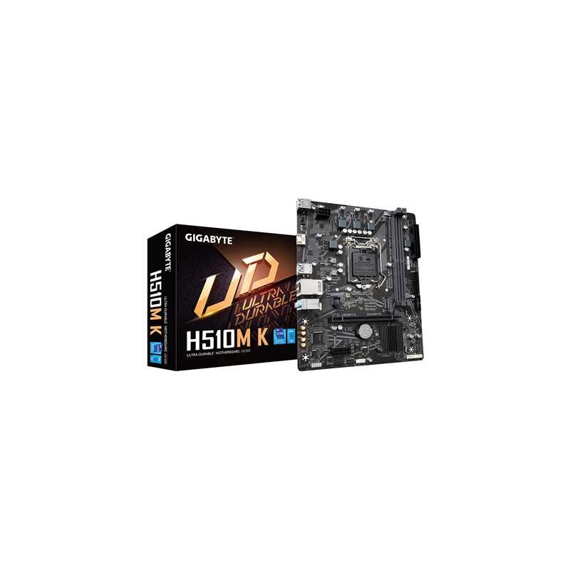 Gigabyte H510M K V1 Motherboard, Intel Socket 1200, Micro ATX, High Definition Audio, 1 PCIe 4.0 x16, 1 PCIe 3.0 x1, 1 PCIe 3.0 