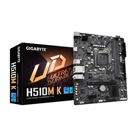 Gigabyte H510M K V1 Motherboard, Intel Socket 1200, Micro ATX, High Definition Audio, 1 PCIe 4.0 x16, 1 PCIe 3.0 x1, 1 PCIe 3.0 