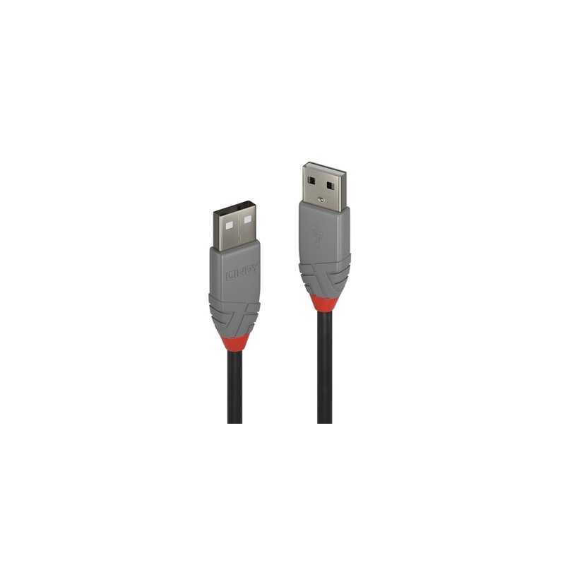 LINDY 36693 Anthra Line USB Cable, USB 2.0 Type-A (M) to USB 2.0 Type-a (M), 2m, Black & Red, Supports Data Transfer Speeds up t