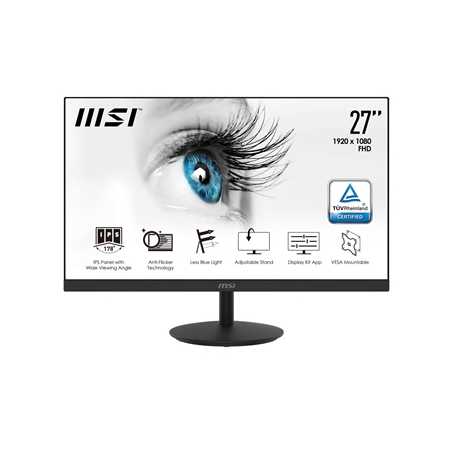 MSI PRO MP271CA 27 Inch Curved Gaming Monitor, Full HD, 75Hz, 5ms, FreeSync, HDMI, Display Port, Speakers, VESA