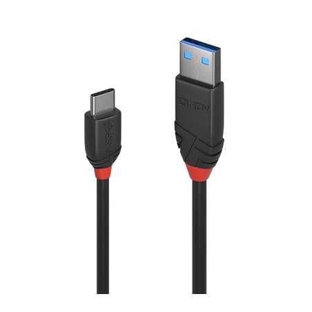 LINDY 36915 0.5m USB 3.2 Type A to C Cable, 10Gbps, Black Line