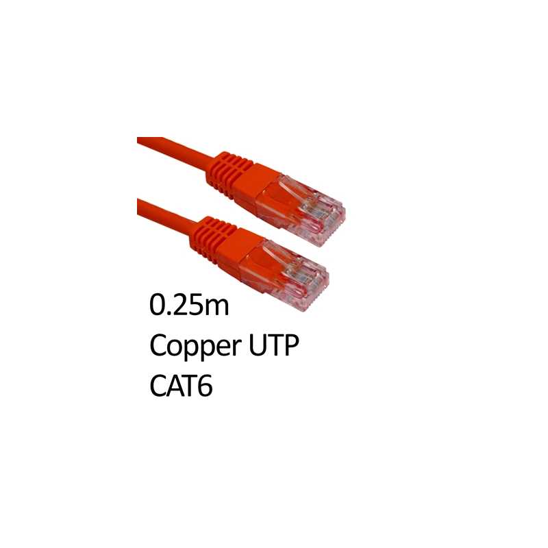 RJ45 (M) to RJ45 (M) CAT6 0.25m Red OEM Moulded Boot Copper UTP Network Cable