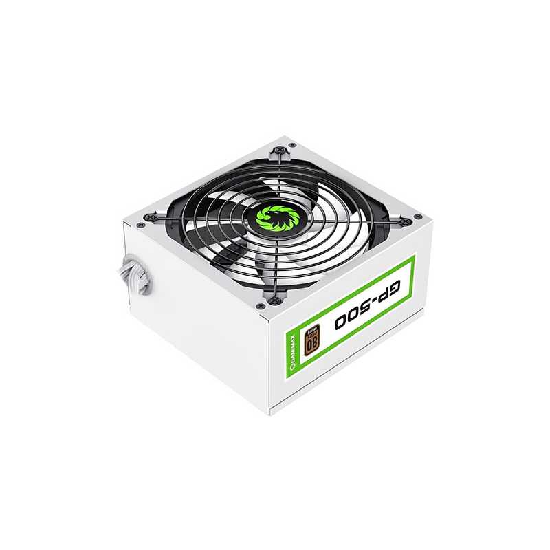 GameMax 500W GP500 PSU, Fully Wired, 14cm Fan, 80+ Bronze, Power Lead Not Included, White