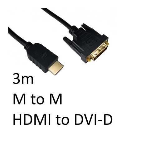 HDMI 1.4 (M) to DVI-D (M) 3m Black OEM Display Cable