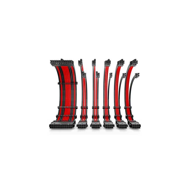 Antec Black/Red PSU Extension Cable Kit - 6 Pack (1x 24 Pin, 2x 4+4 Pin, 3x 6+2 Pin)