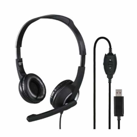 Hama HS-USB250 Lightweight Office Headset with Boom Microphone, USB, Padded Ear Pads, In-line Controls