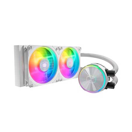 CoolerMaster PL240 Flux, 240mm All-in-One Hydro CPU Cooler, White Edition, 2x120mm PWM Fan, ARGB LEDs, Aluminium / Copper