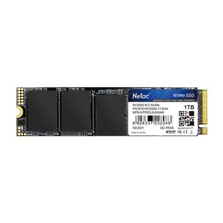 NETAC NV2000 (NT01NV2000-1T0-E4X) 1TB NVMe M.2 Interface, PCIe x3, 2280 Length, Read 2500MB/s, Write 2100MB/s, 5 Year Warranty