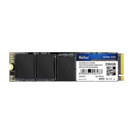 NETAC NV2000 (NT01NV2000-256-E4X) 256GB NVMe M.2 Interface, PCIe 3.0, 2280 SSD, Read 2500MB/s, Write 1000MB/s, 5 Year Warranty