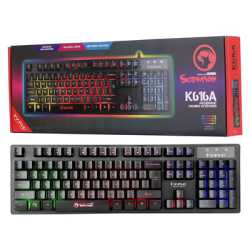 Marvo Scorpion K616A Gaming Keyboard, 3 Colour LED Backlit, USB 2.0, Frameless and Compact Design with Multi-Media and Anti-ghos