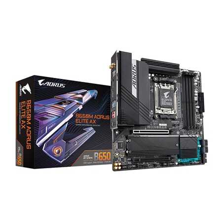 Gigabyte B650M AORUS ELITE AX DDR5 Motherboard, AMD Socket AM5, Micro ATX, 1x PCIe 5.0 x4, 1x PCIe 4.0 x16, 1x PCIe 4.0 x4, Blue