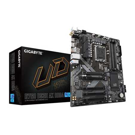 Gigabyte B760 DS3H AX DDR4 Motherboard, Intel Socket 1700, 12th/13th Gen, 1x PCIe 4.0 x16, 2 x PCIe 4.0 M.2, ATX, USB Type-C, 2.