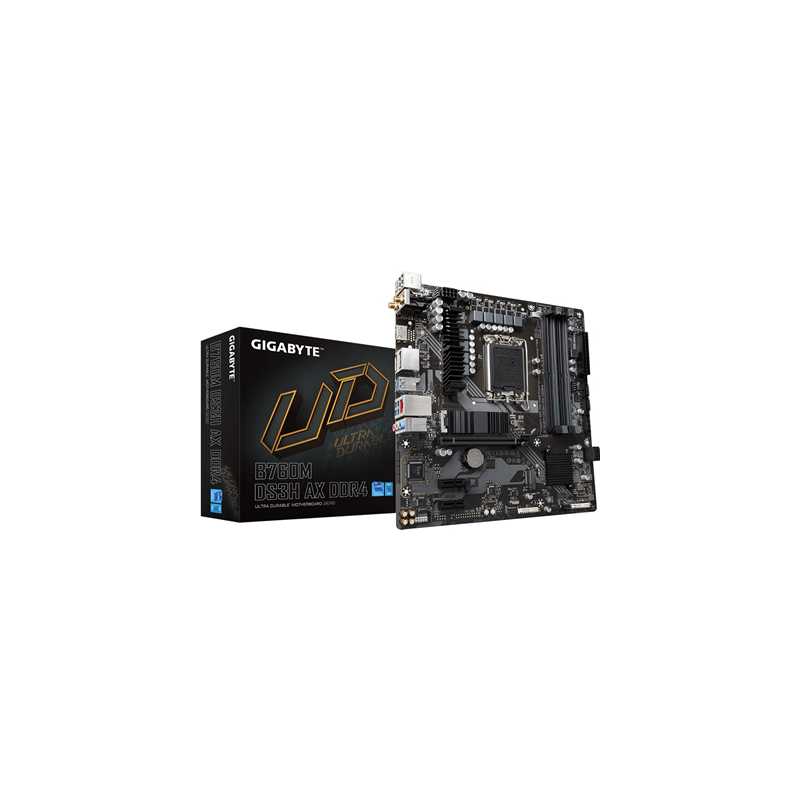 Gigabyte B760M DS3H AX DDR4 Motherboard, Intel Socket 1700, 12th/13th Gen, 1x PCIe 4.0 x16, 2 x PCIe 4.0 M.2, Micro ATX, USB Typ