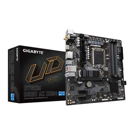 Gigabyte B760M DS3H AX DDR4 Motherboard, Intel Socket 1700, 12th/13th Gen, 1x PCIe 4.0 x16, 2 x PCIe 4.0 M.2, Micro ATX, USB Typ