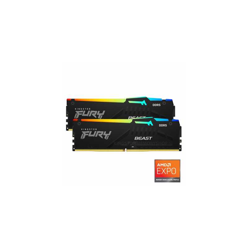 Kingston FURY Beast KF556C36BBEAK2-32 32GB RGB (2x16GB) System Memory, DDR5, 5600MHz, Black, 288 Pin