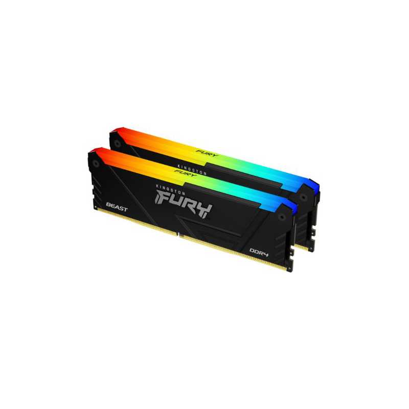 Kingston Fury Beast RGB 16GB Kit (2 x 8GB), DDR4, 3200MHz (PC4-25600), CL16, XMP, DIMM Memory