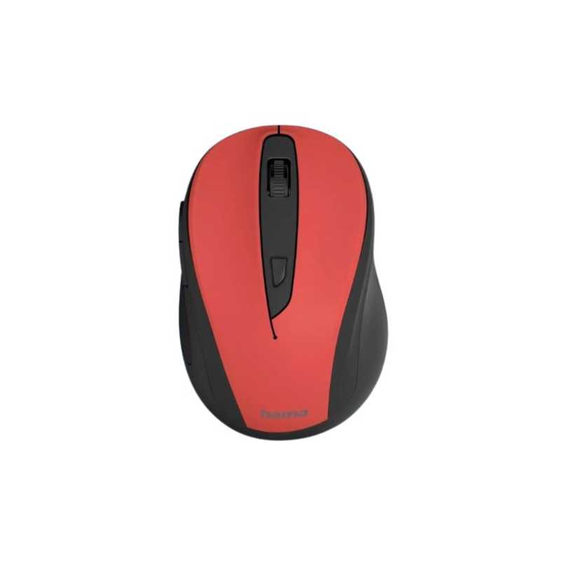 Hama MC-400 V2 Compact Wireless Optical Mouse, 6 Buttons, 800-1600 DPI, Black/Red